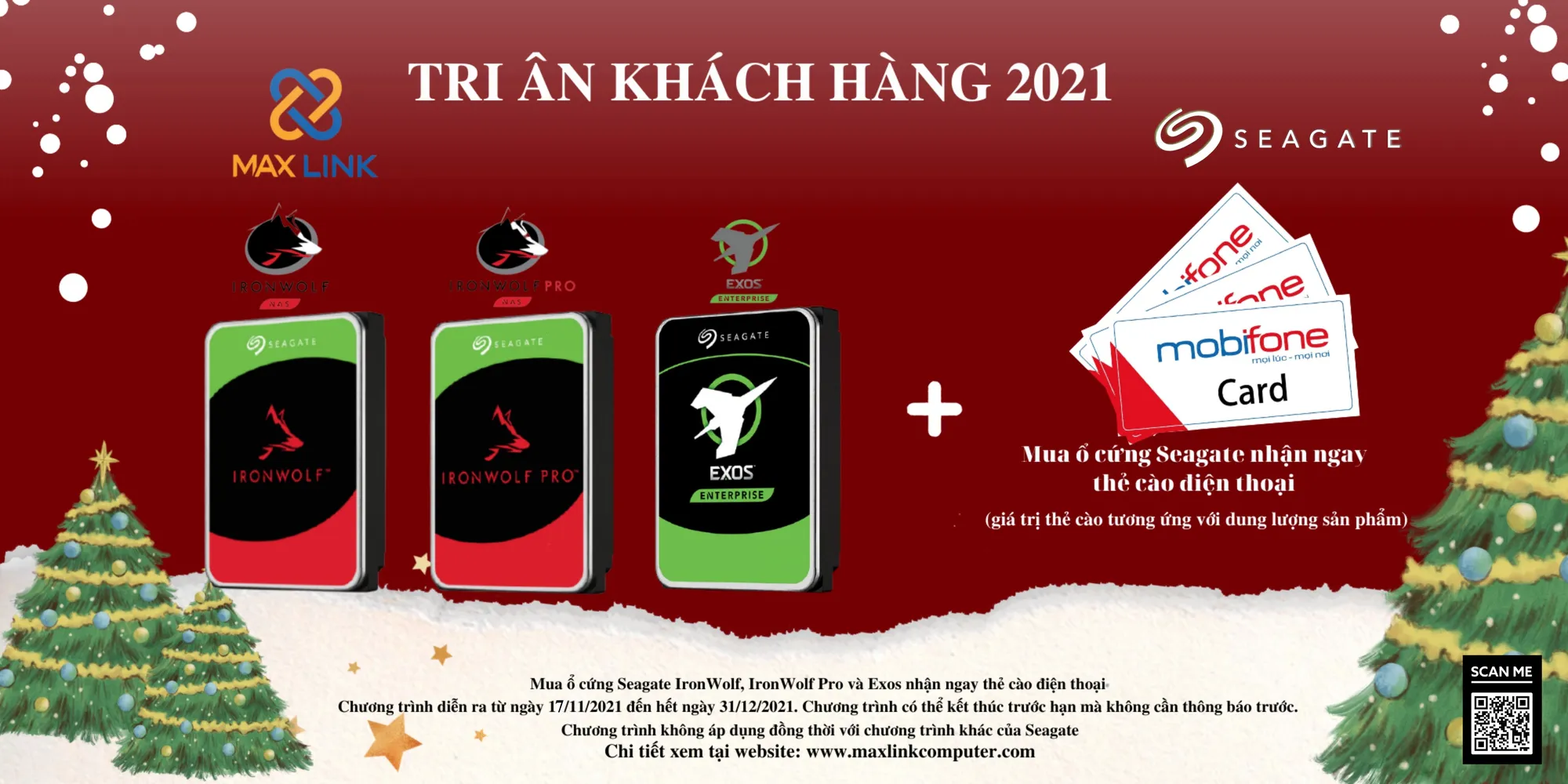 Chương trình  TRI ÂN KHÁCH HÀNG 2021 - KHI MUA Ổ CỨNG SEAGATE DÀNH CHO NAS SẼ NHẬN NGAY THẺ CÀO TƯƠNG ỨNG VỚI DUNG LƯỢNG
