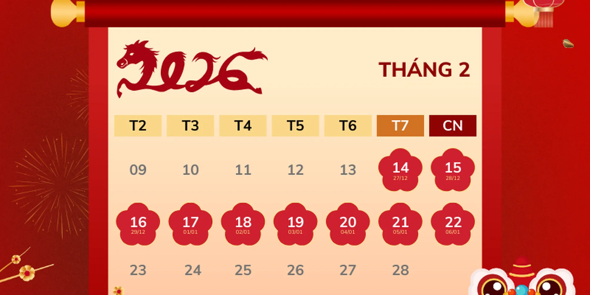 Thông Báo Lịch Nghỉ Tết Nguyên Đán Bính Ngọ 2026