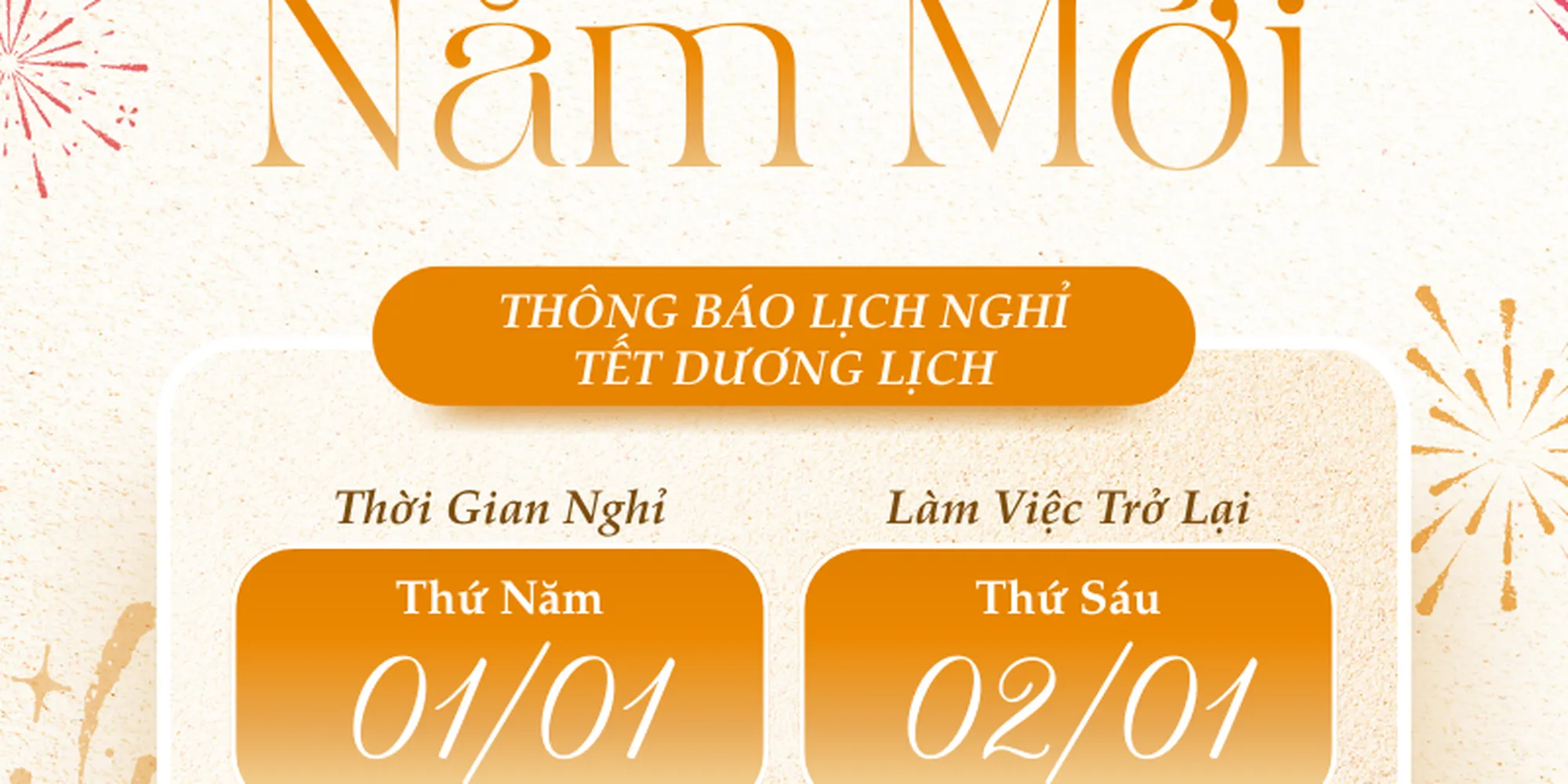 Thông báo nghỉ Tết Dương Lịch 2026