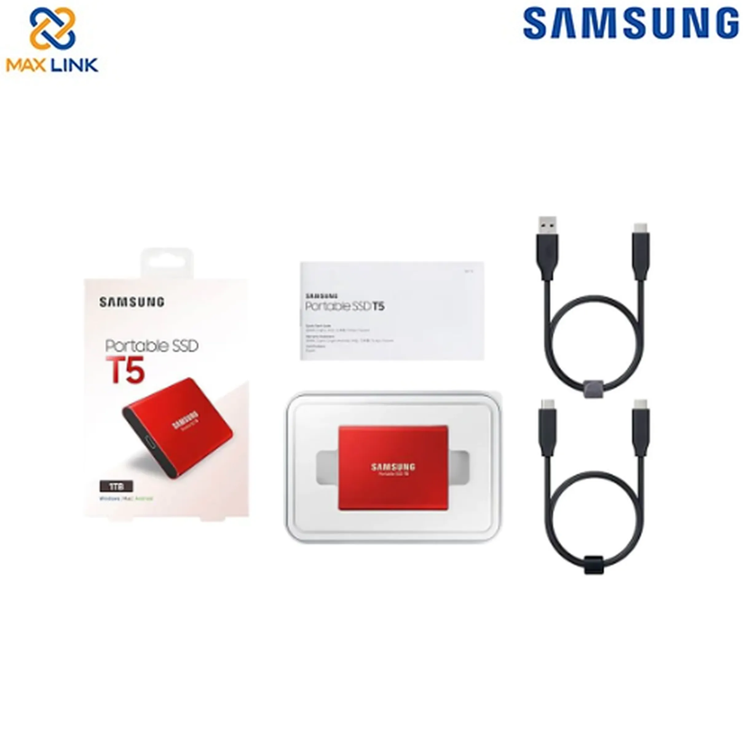 Ổ cứng SAMSUNG SSD T5 PORTABLE 1TB MU-PA1T0R/WW Red