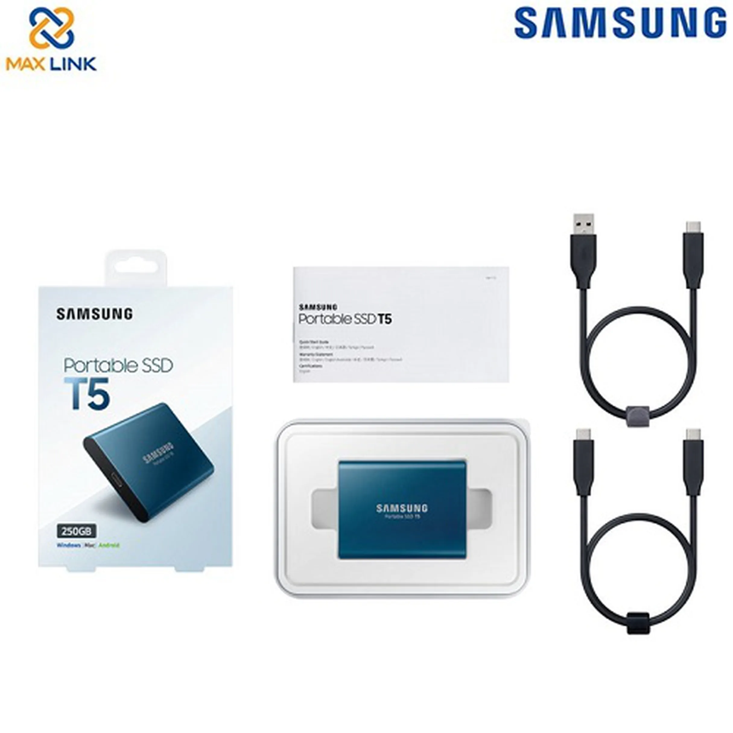 Ổ cứng SAMSUNG SSD T5 PORTABLE 250GB MU-PA250B/WW Blue