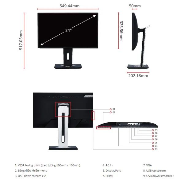Màn hình máy tính LCD ViewSonic VG2448 24" Monitor
