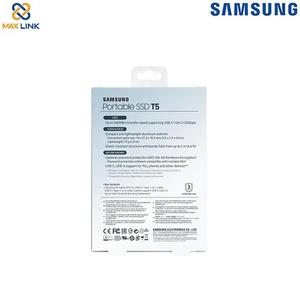 Ổ cứng SAMSUNG SSD T5 PORTABLE 500GB MU-PA500R/WW Red