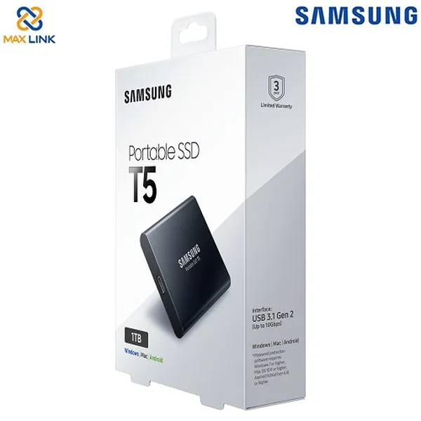 Ổ cứng SAMSUNG SSD T5 PORTABLE 2TB MU-PA2T0B/WW Black