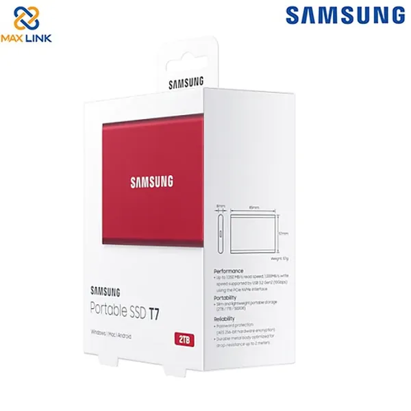 Ổ cứng SSD SAMSUNG T7 PORTABLE 2TB MU-PC2T0R/WW