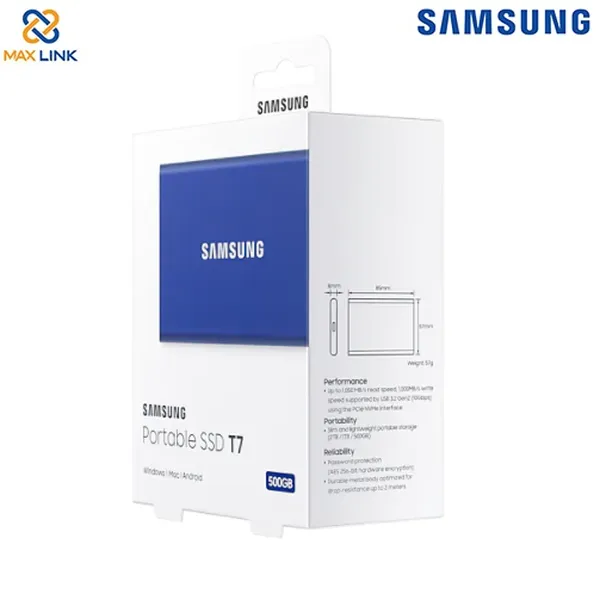 Ổ cứng SSD SAMSUNG T7 PORTABLE Blue 500GB MU-PC500H/WW