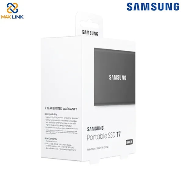 Ổ cứng SSD SAMSUNG T7 PORTABLE Gray 500GB MU-PC500T/WW