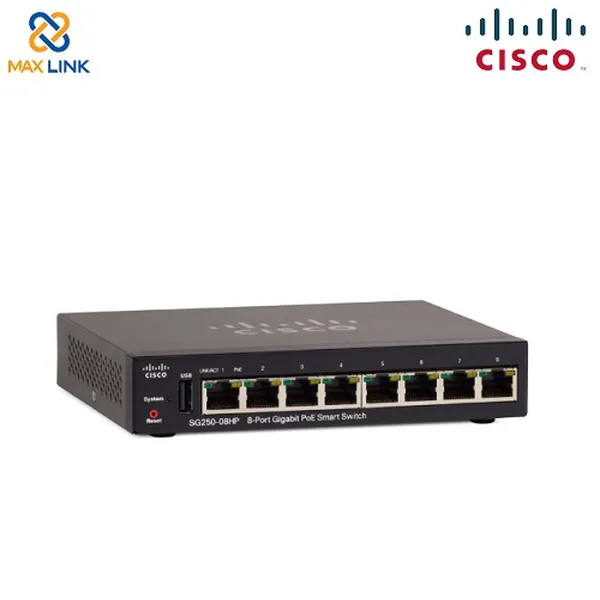 Cisco SG250-08HP 8-Port Gigabit PoE Smart Switch