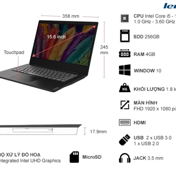 Máy tính laptop Lenovo ideapad S145-15IWL i5-1035G1 81W8001YVN