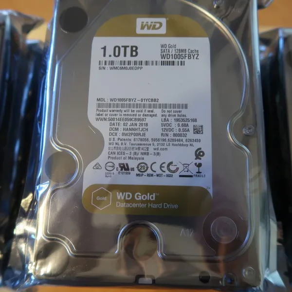 Ổ cứng HDD WD Gold 1TB 3.5" SATA 3/ 128MB Cache/ 7200RPM - WD1005FBYZ