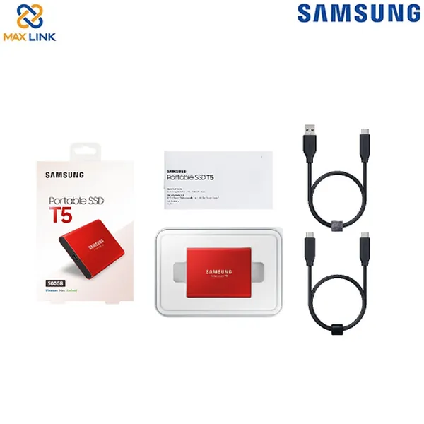 Ổ cứng SAMSUNG SSD T5 PORTABLE 500GB MU-PA500R/WW Red
