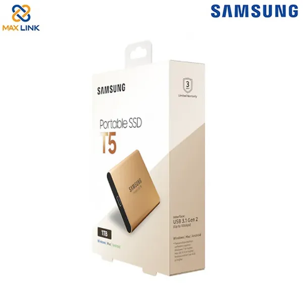 Ổ cứng SAMSUNG SSD T5 PORTABLE 1TB MU-PA1T0G/WW Gold