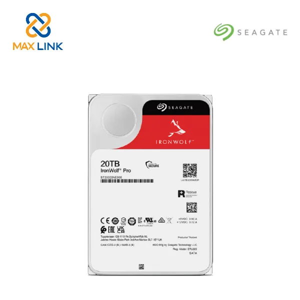 Ổ cứng Seagate NAS IRONWOLF PRO 20TB 3.5 SATA 6Gbs, 285MB/s cache 7200rpm ST20000NE000