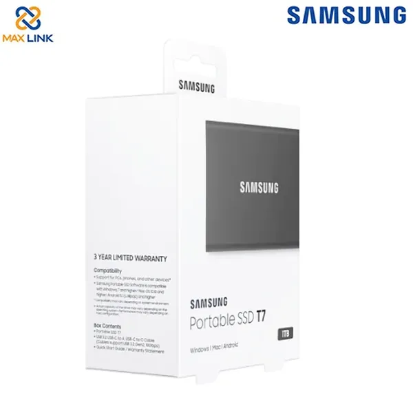 Ổ cứng SSD SAMSUNG T7 PORTABLE Gray 1TB MU-PC1T0T/WW
