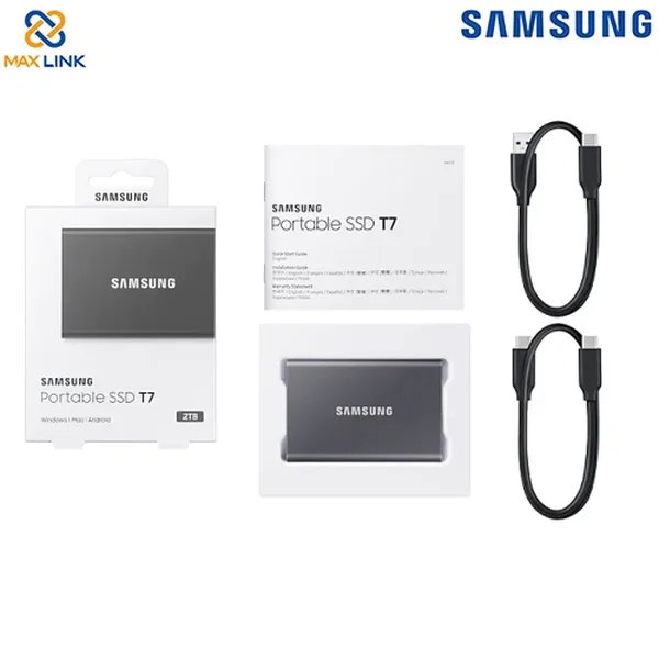 Ổ cứng SSD SAMSUNG T7 PORTABLE Gray 2TB MU-PC2T0T/WW