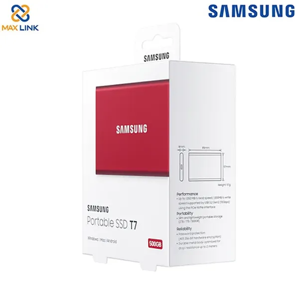 Ổ cứng SSD SAMSUNG T7 PORTABLE Red 500GB MU-PC500R/WW