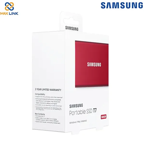 Ổ cứng SSD SAMSUNG T7 PORTABLE Red 500GB MU-PC500R/WW