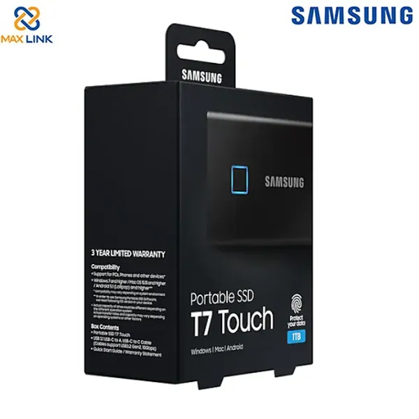 Ổ cứng SSD SAMSUNG T7 TOUCH PORTABLE Black 1TB MU-PC1T0K/WW
