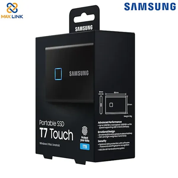 Ổ cứng SSD SAMSUNG T7 TOUCH PORTABLE Black 1TB MU-PC1T0K/WW