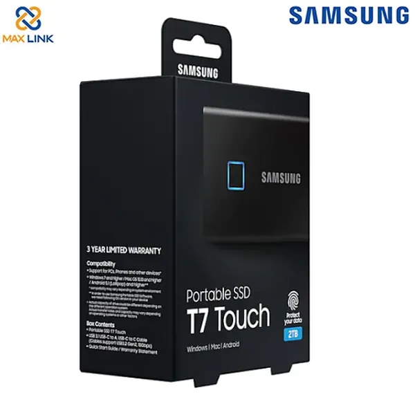 Ổ cứng SSD SAMSUNG T7 TOUCH PORTABLE Black 2TB MU-PC2T0K/WW