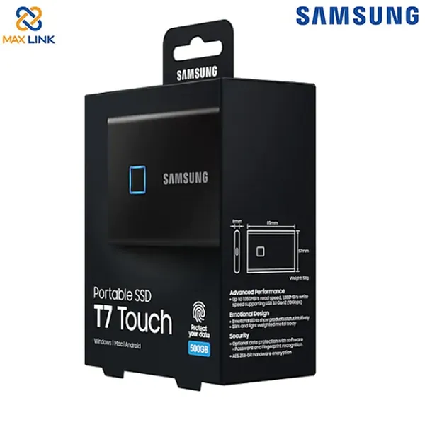 Ổ cứng SSD SAMSUNG T7 TOUCH PORTABLE Black 500GB MU-PC500K/WW