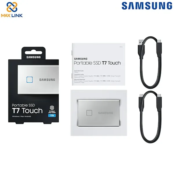 Ổ cứng SSD SAMSUNG T7 TOUCH PORTABLE Silver 1TB MU-PC1T0S/WW