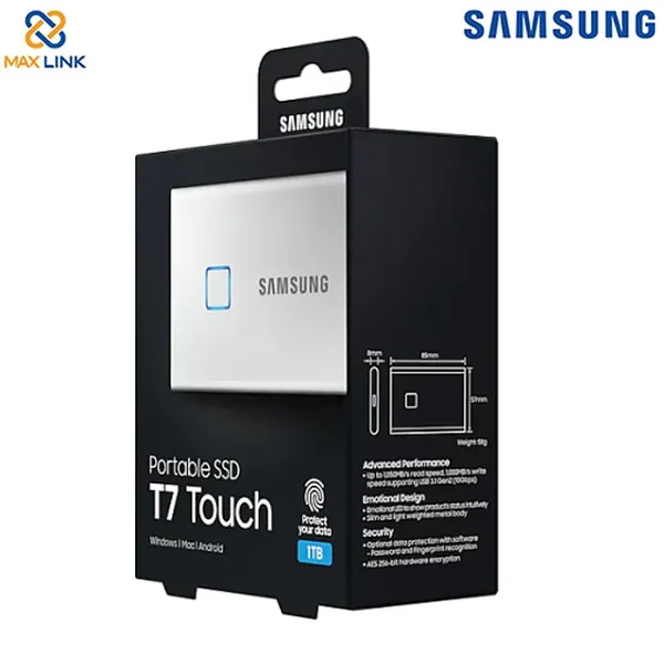 Ổ cứng SSD SAMSUNG T7 TOUCH PORTABLE Silver 1TB MU-PC1T0S/WW
