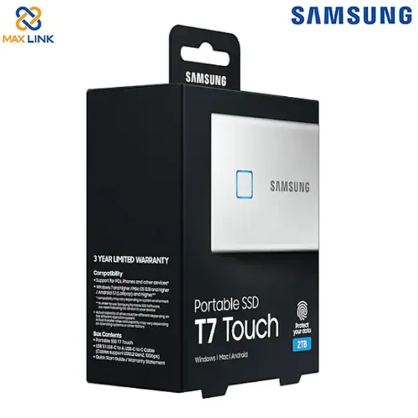 Ổ cứng SSD SAMSUNG T7 TOUCH PORTABLE Silver 2TB MU-PC2T0S/WW