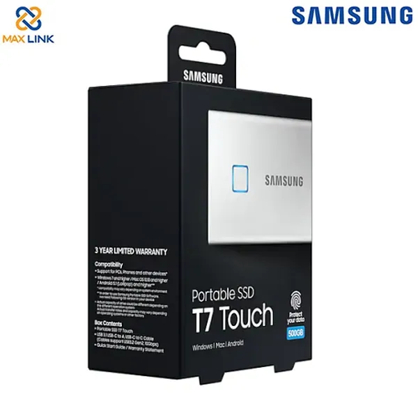 Ổ cứng SSD SAMSUNG T7 TOUCH PORTABLE Silver 500GB MU-PC500S/WW