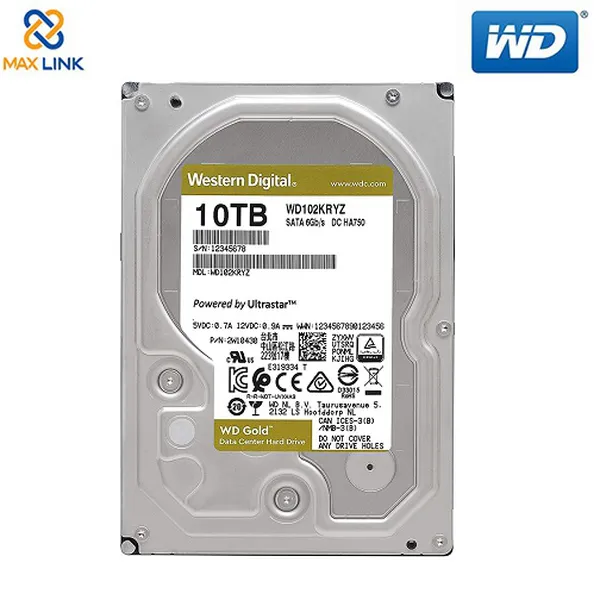 Ổ cứng WD HDD Gold 10TB 3.5" SATA 3/ 256MB Cache/ 7200RPM WD102KRYZ