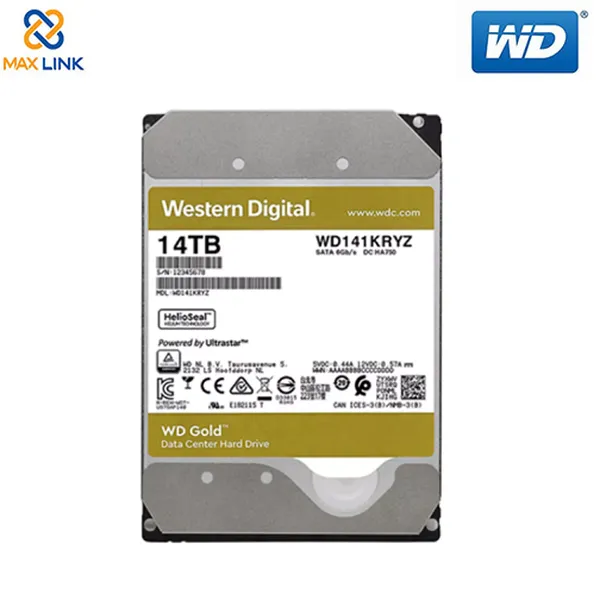 Ổ cứng WD HDD Gold 14TB 3.5" SATA 3/ 256MB Cache/ 7200RPM WD141KRYZ
