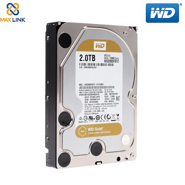 Ổ cứng WD HDD Gold 2TB 3.5" SATA 3/ 128MB Cache/ 7200RPM WD2005FBYZ