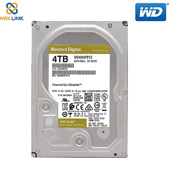 Ổ cứng WD HDD Gold 4TB 3.5" SATA 3/ 256MB Cache/ 7200RPM WD4003FRYZ