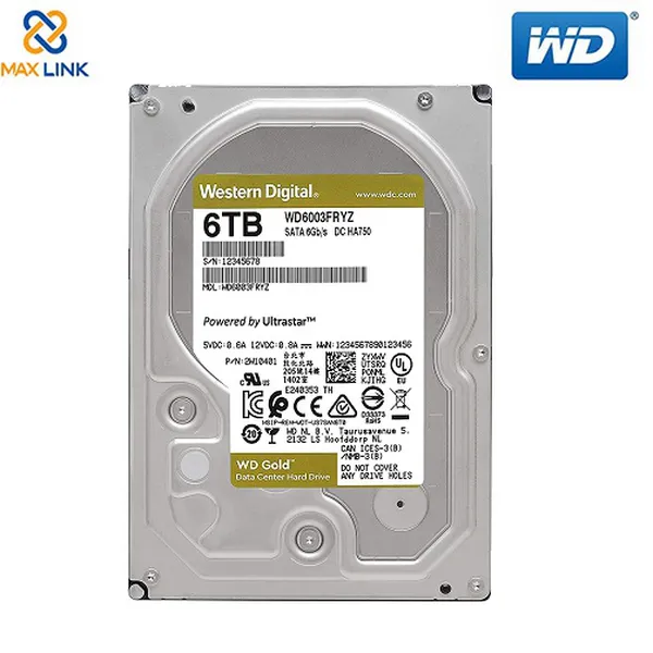 Ổ cứng WD HDD Gold 6TB 3.5" SATA 3/ 256MB Cache/ 7200RPM WD6003FRYZ