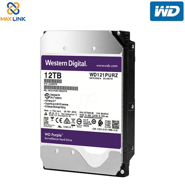 Ổ cứng WD HDD Purple™ 12TB (Camera) WD121PURZ