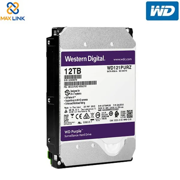 Ổ cứng WD HDD Purple™ 12TB (Camera) WD121PURZ