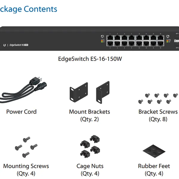Thiết bị chuyển mạch - Ubiquiti EdgeSwitch 16-Port 150W