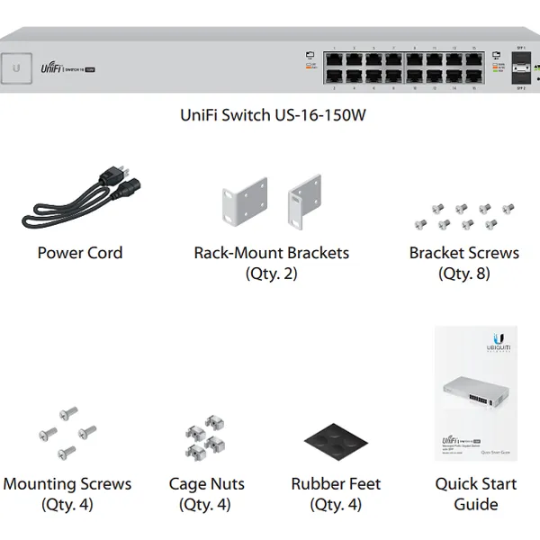 Thiết bị chuyển mạch - UniFi Switch16-Port 150W 
