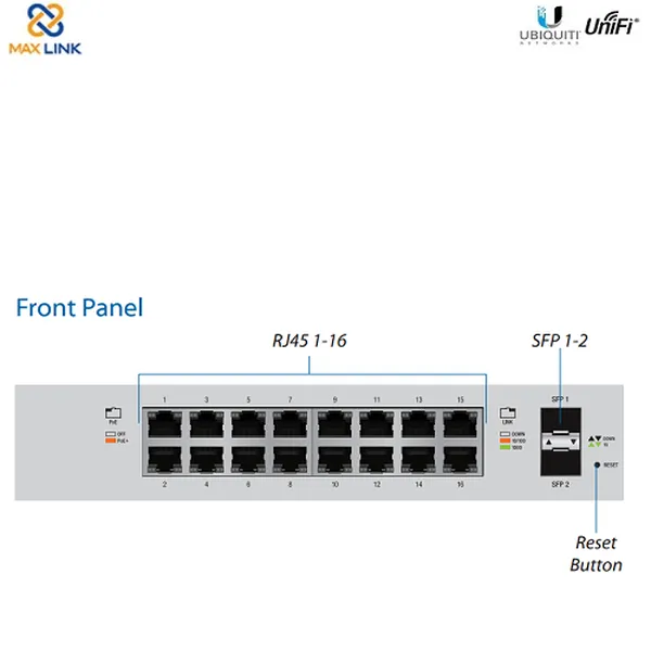 Thiết bị chuyển mạch - UniFi Switch16-Port 150W 