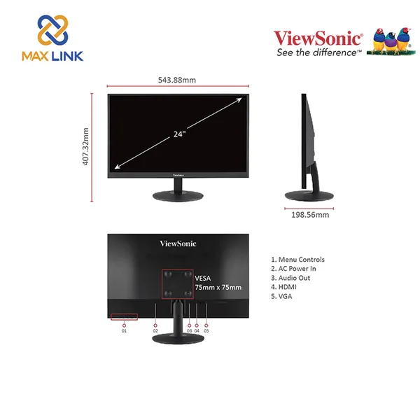 Màn hinh máy tính LCD ViewSonic VA2403-H LCD 24" FULL HD
