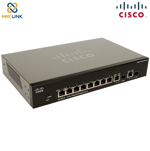 Cisco SG300-10 10-Port Gigabit Managed Switch – 8x10/100/1000, 2x SFP, Rackmount, Refurbished