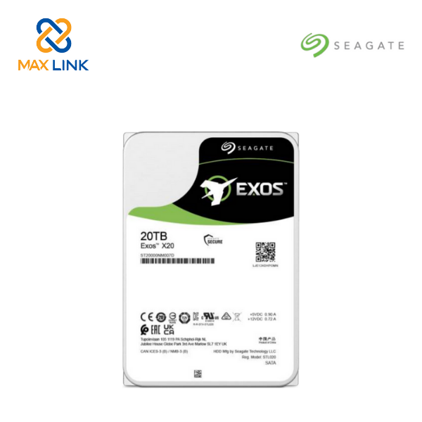 Ổ cứng NAS Seagate Exos X20 HDD 20TB 3.5 SATA 512E Format 285 MB/s 7200rpm ST20000NM007D