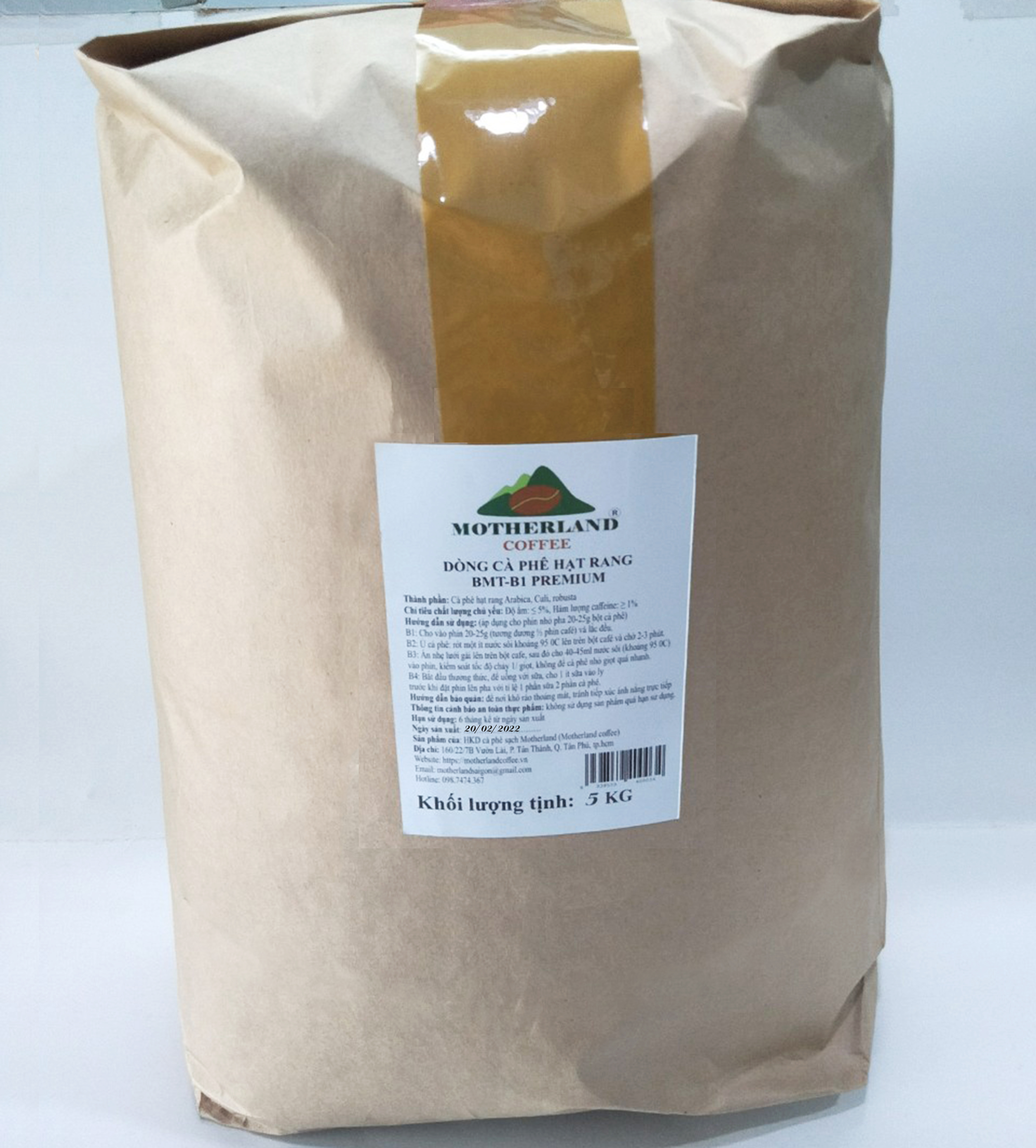cà phê hạt rang Motherland BMT B1 túi 5kg pha phin và pha máy cà phê hạt rang Motherland BMT B1 túi 5kg pha phin và pha máy