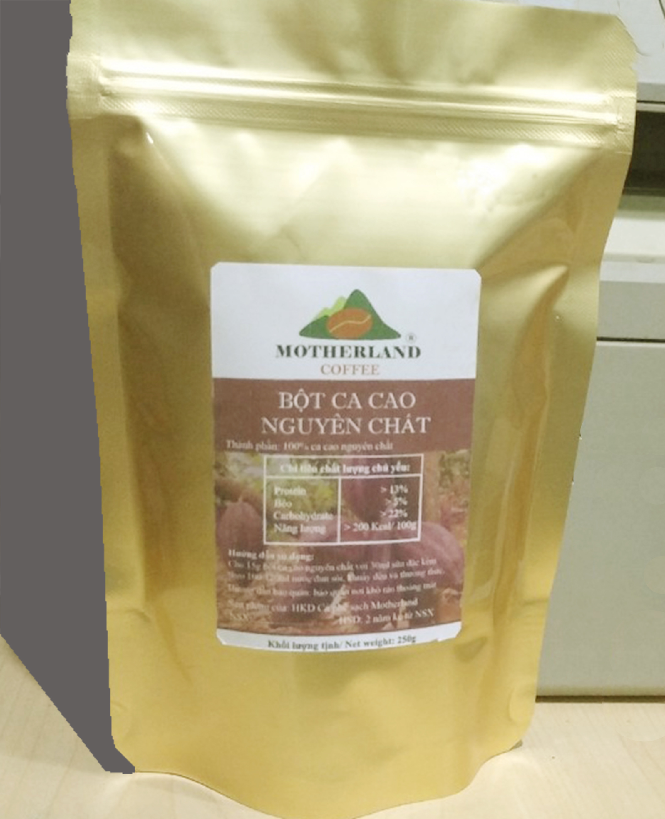 bột ca cao nguyên chất túi 250g motherland bột ca cao nguyên chất túi 250g motherland