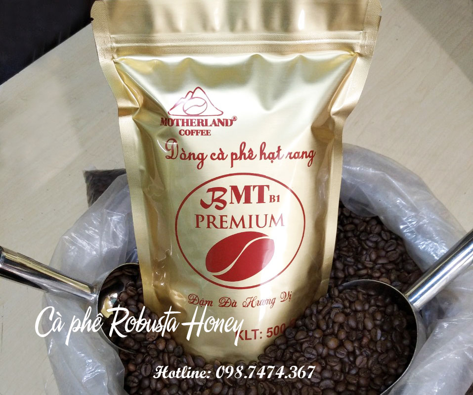 Cà phê robusta honey rang mộc gói 500g