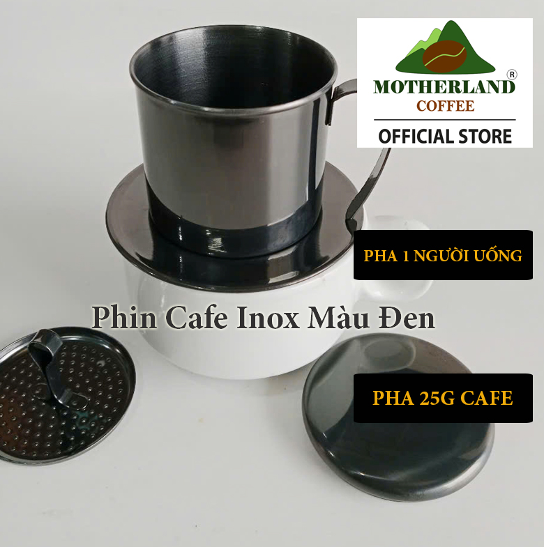 phin cà phê inox màu đen phin cà phê inox màu đen