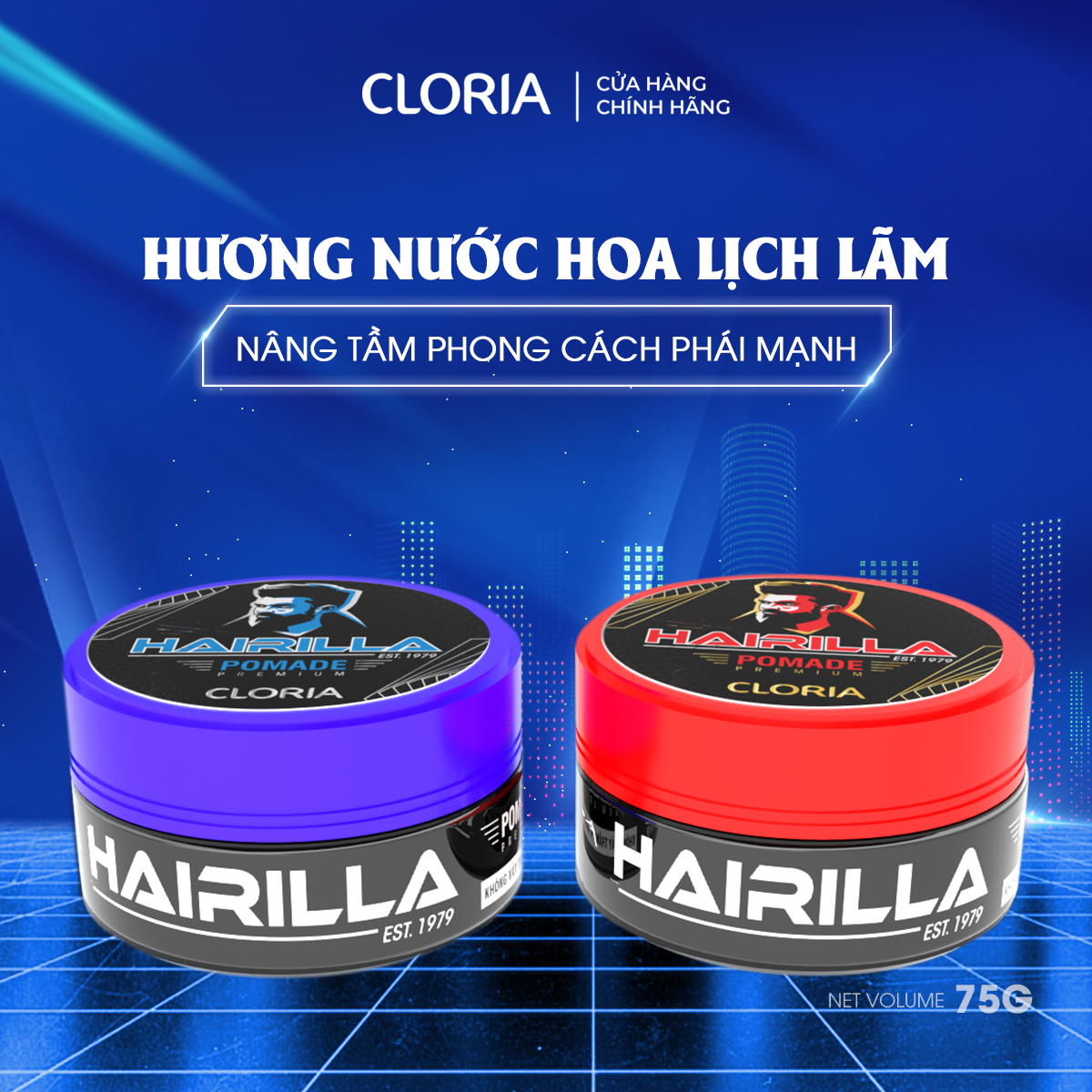 Pomade tạo nếp tóc Hairilla Cloria (75g) - Bảo Hành 100%