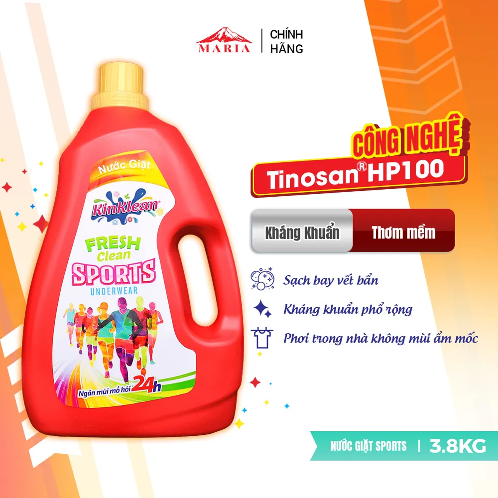Nước giặt Sport KinKlean ngăn mùi mồ hôi 24h (3.8kg) 