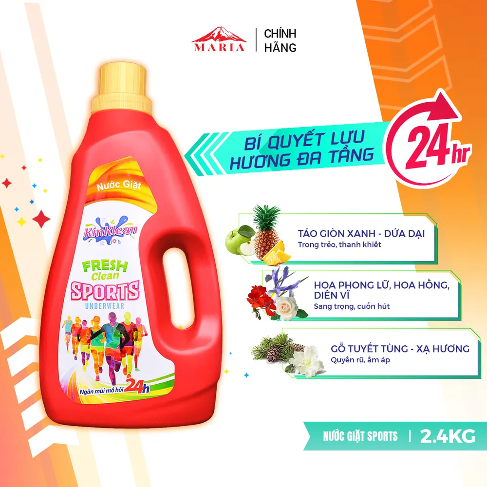 Nước giặt Sport KinKlean ngăn mùi mồ hôi 24h (2.4kg)