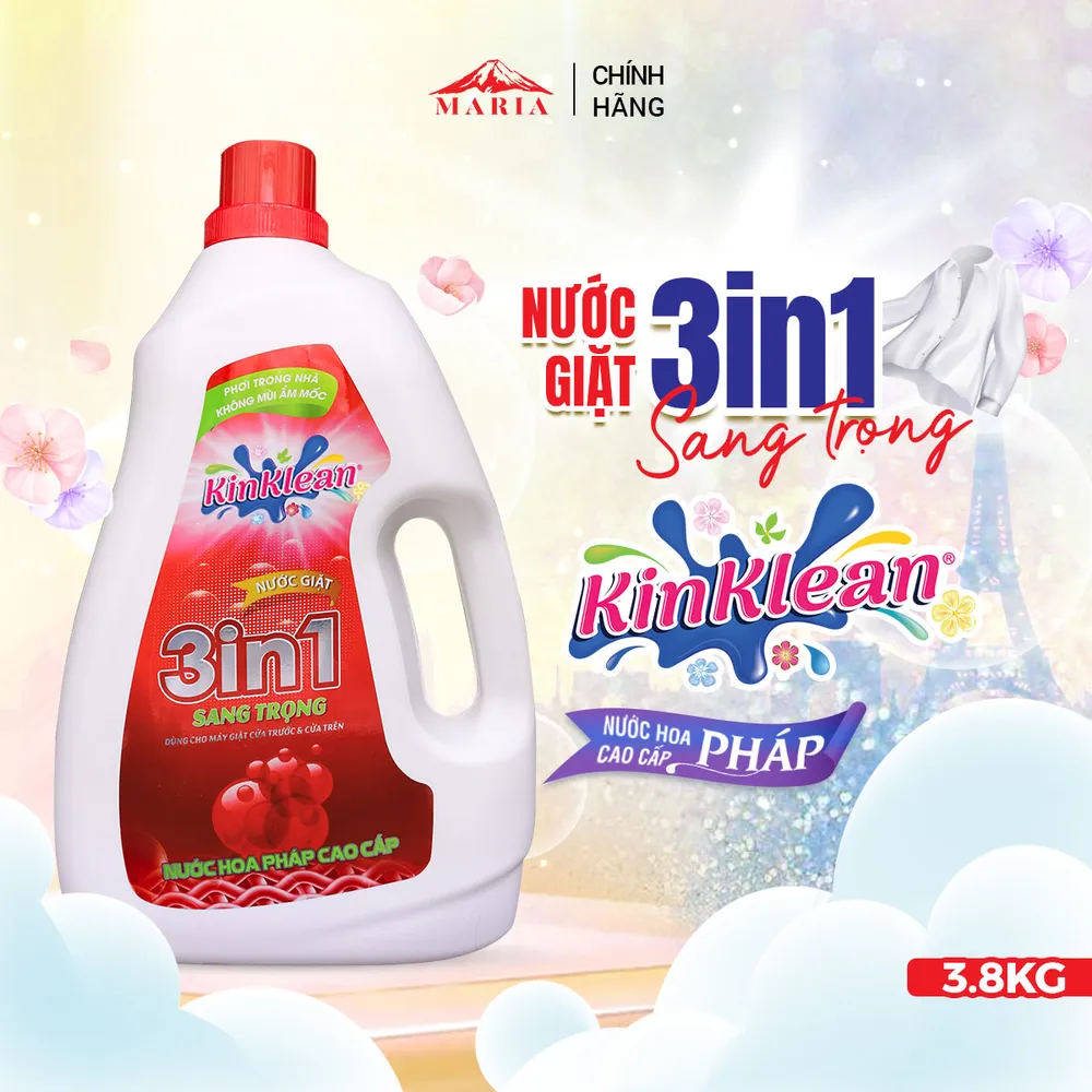 Nước giặt thơm 3IN1 KinKlean nước hoa sang trọng (3,8KG)